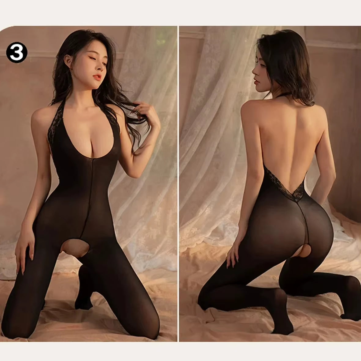1Pcs/4Pcs Crotchless Bodysuits Transparent Bodystocking Sex Bold Suit Open Bra Outfits Erotic Costumes Sexy Fishnet Lingerie