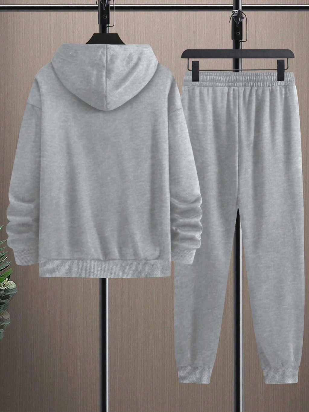 Manfinity Dauomo Men'S plus Size Simple Printed Hoodie and Sweatpants 2-Piece Set