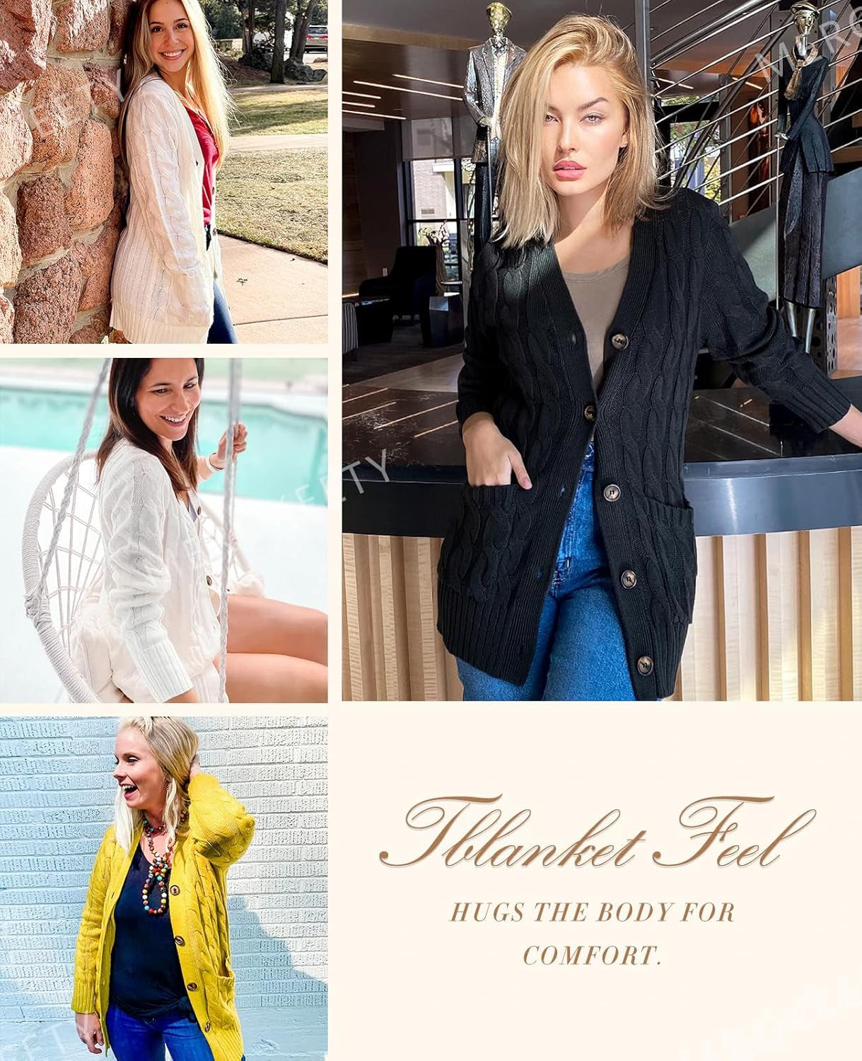 Women'S 2025 Fall Long Sleeve Cable Knit Cardigan Sweater Open Front Button Loose Outerwear