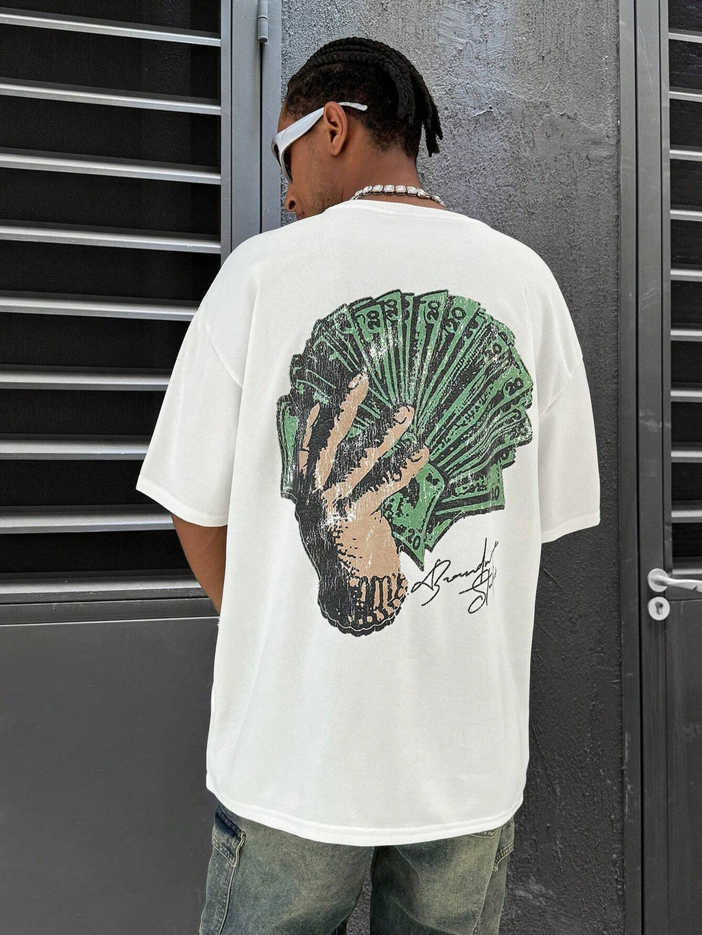 Manfinity Streetrush Men'S Fashionable Loose T-Shirt with Portrait Print,Graphic T-Shirt