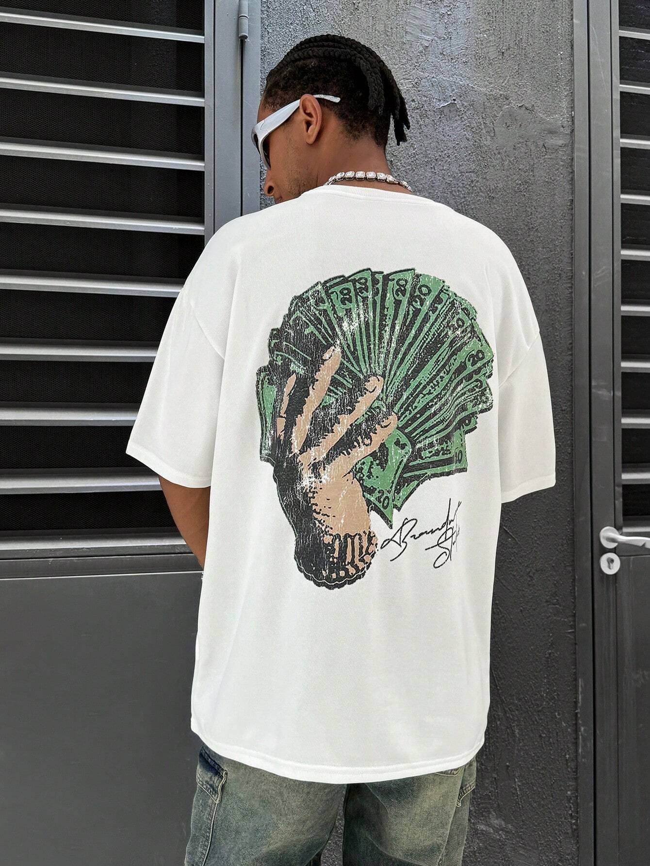 Manfinity Streetrush Men'S Fashionable Loose T-Shirt with Portrait Print,Graphic T-Shirt