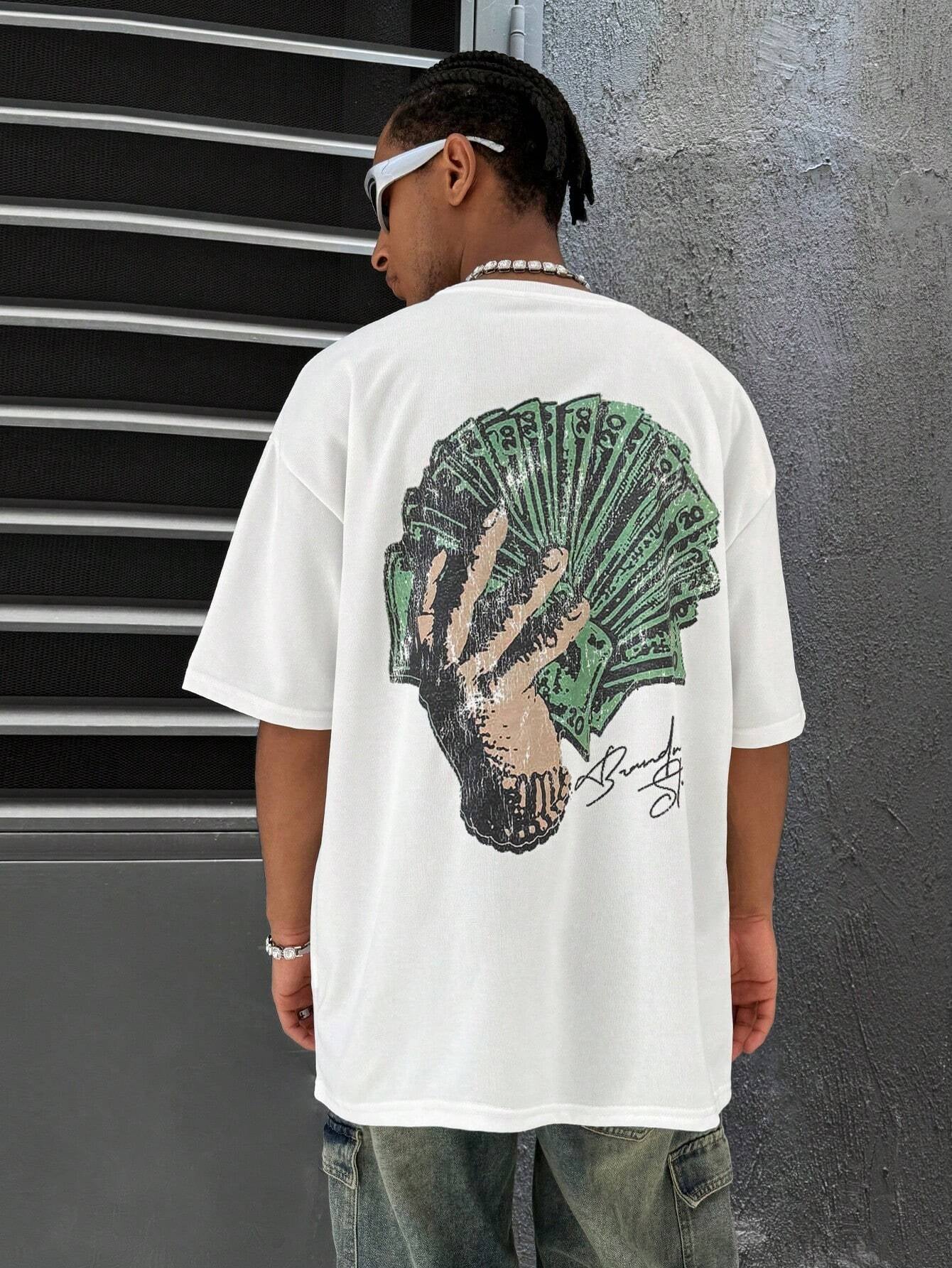 Manfinity Streetrush Men'S Fashionable Loose T-Shirt with Portrait Print,Graphic T-Shirt