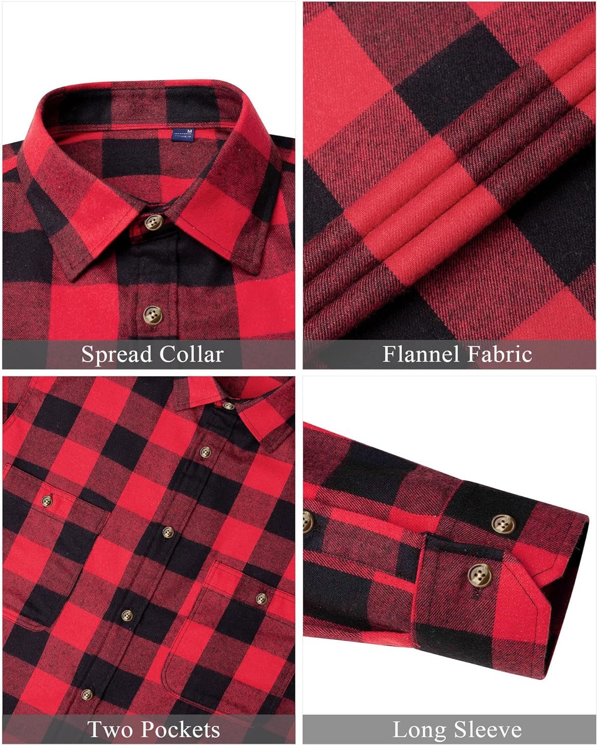 Men'S Flannel Plaid Shirts Long Sleeve Regular Fit Casual Button down Checkered Buffalo Plaid Shirt for Fall Winter